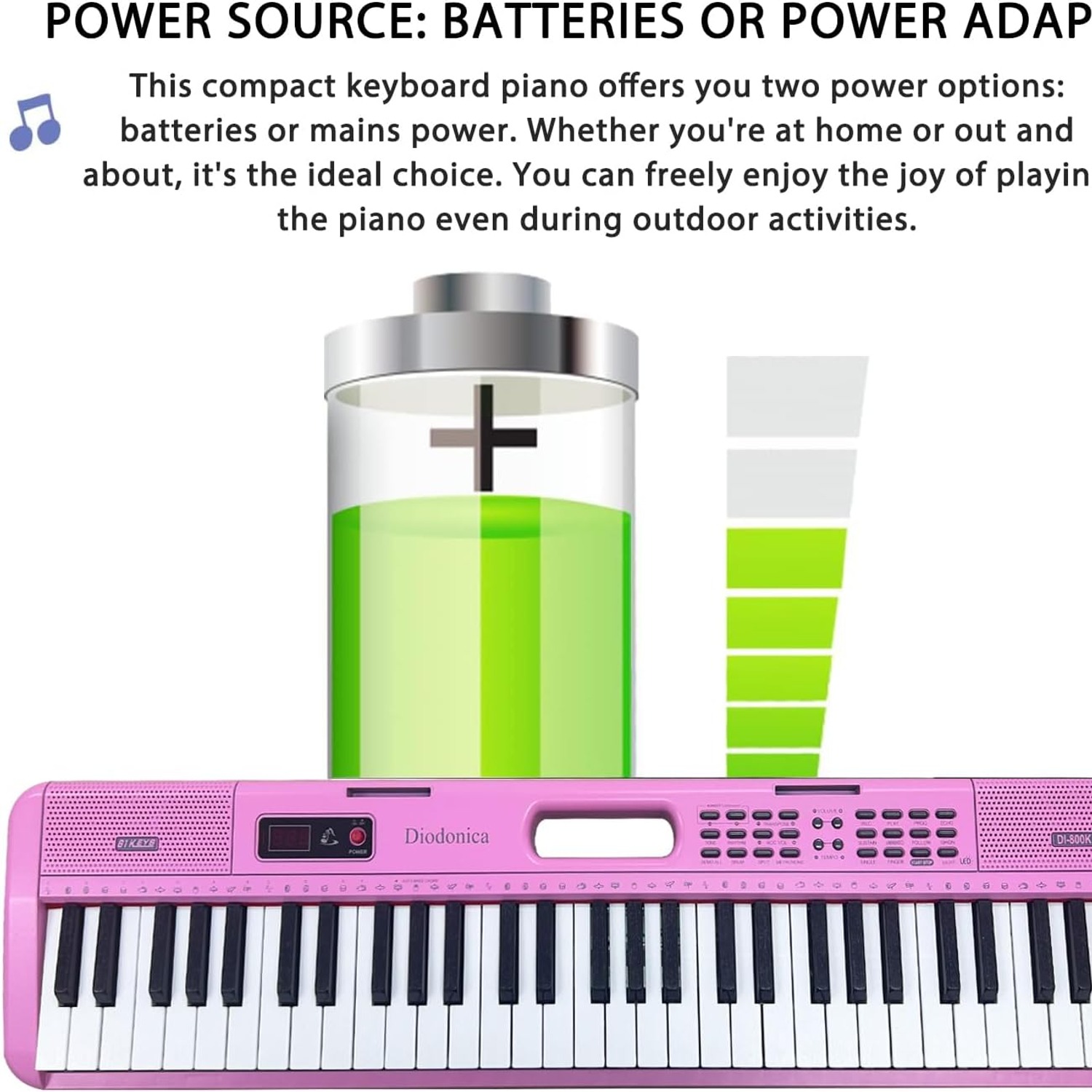 Diodonica 61-Key Lighted Beginner Keyboard Piano: image 5