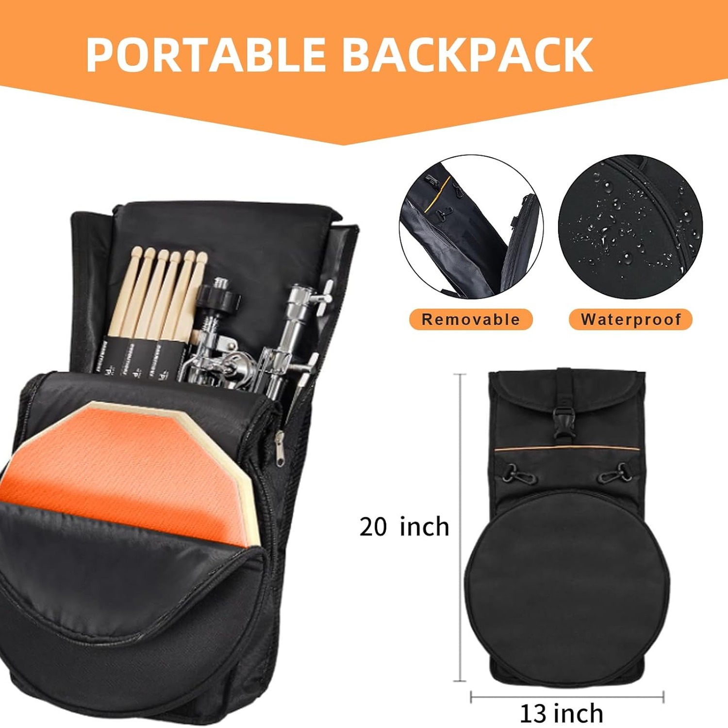 Drum Practice Pad Set with Stand, Sticks and Carry Bag: image 6
