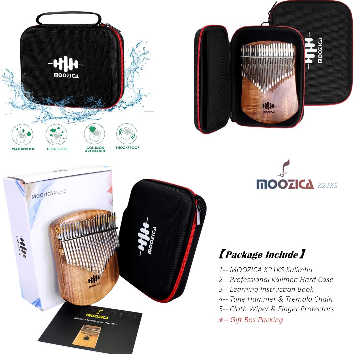 Moozica 21-Key Solid Koa Kalimba Thumb Piano: image 5