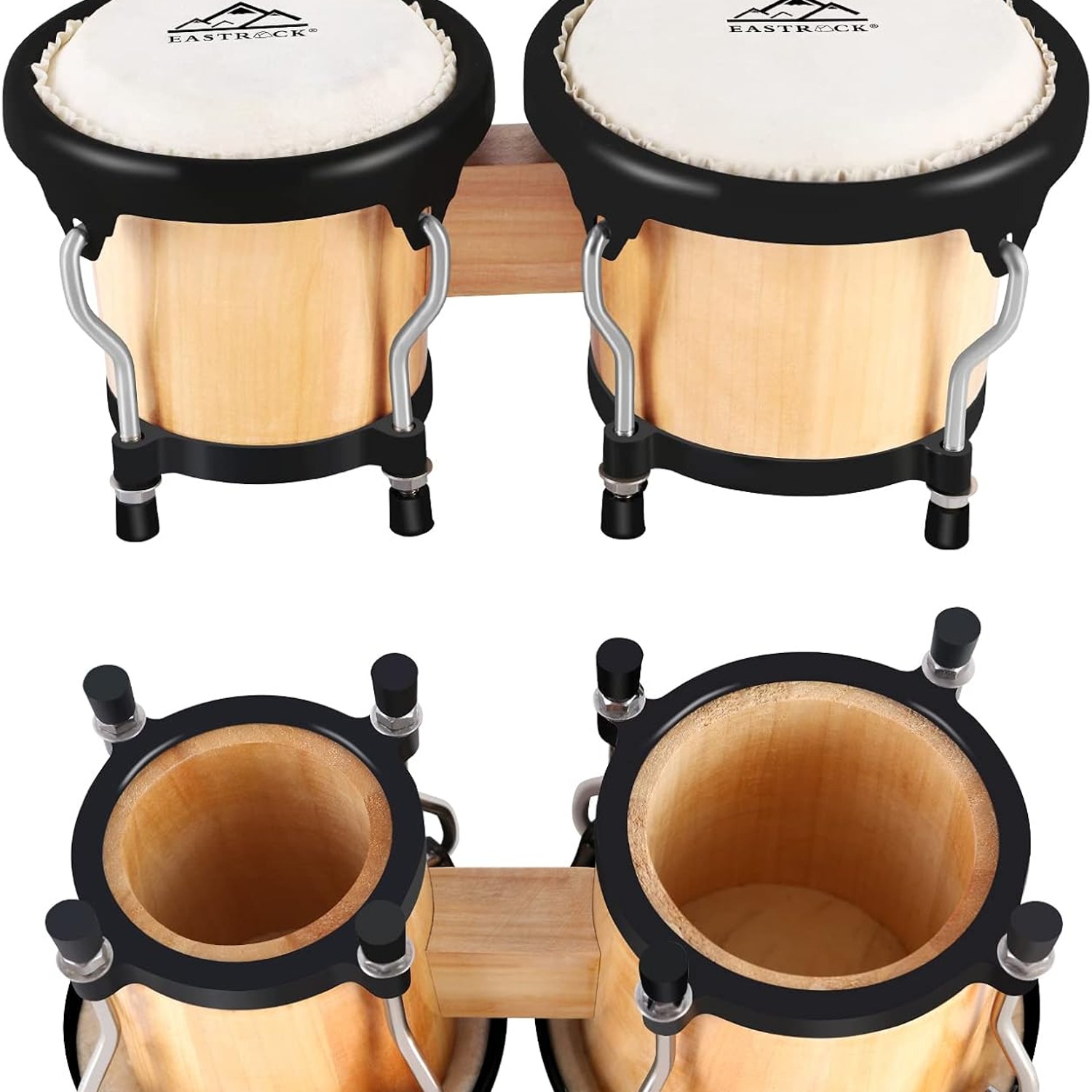 EASTROCK 4 and 5 Inch Tunable Wood Bongo Drum Set with Carry Bag: image 6