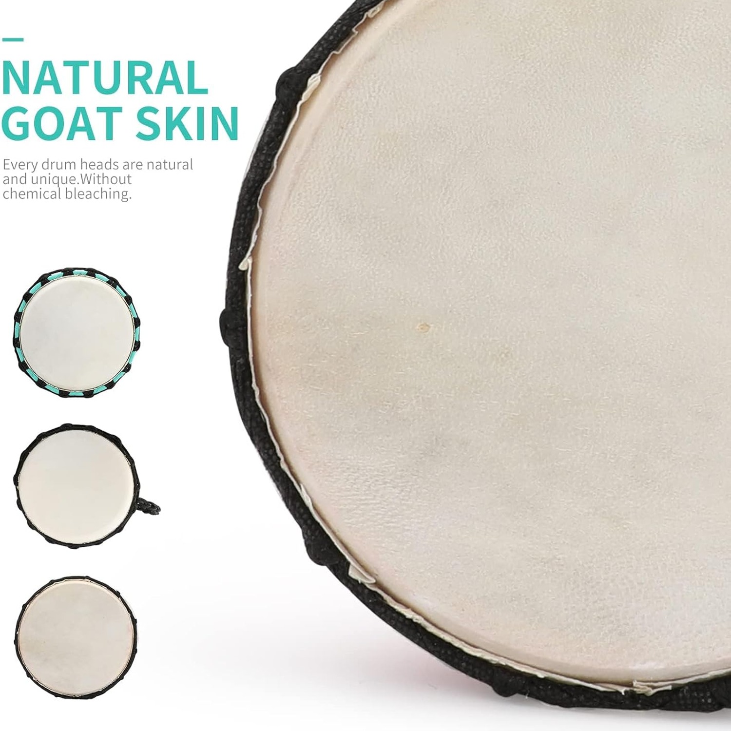 Hand-Painted Mahogany Djembe Drum with Goatskin Head: image 3