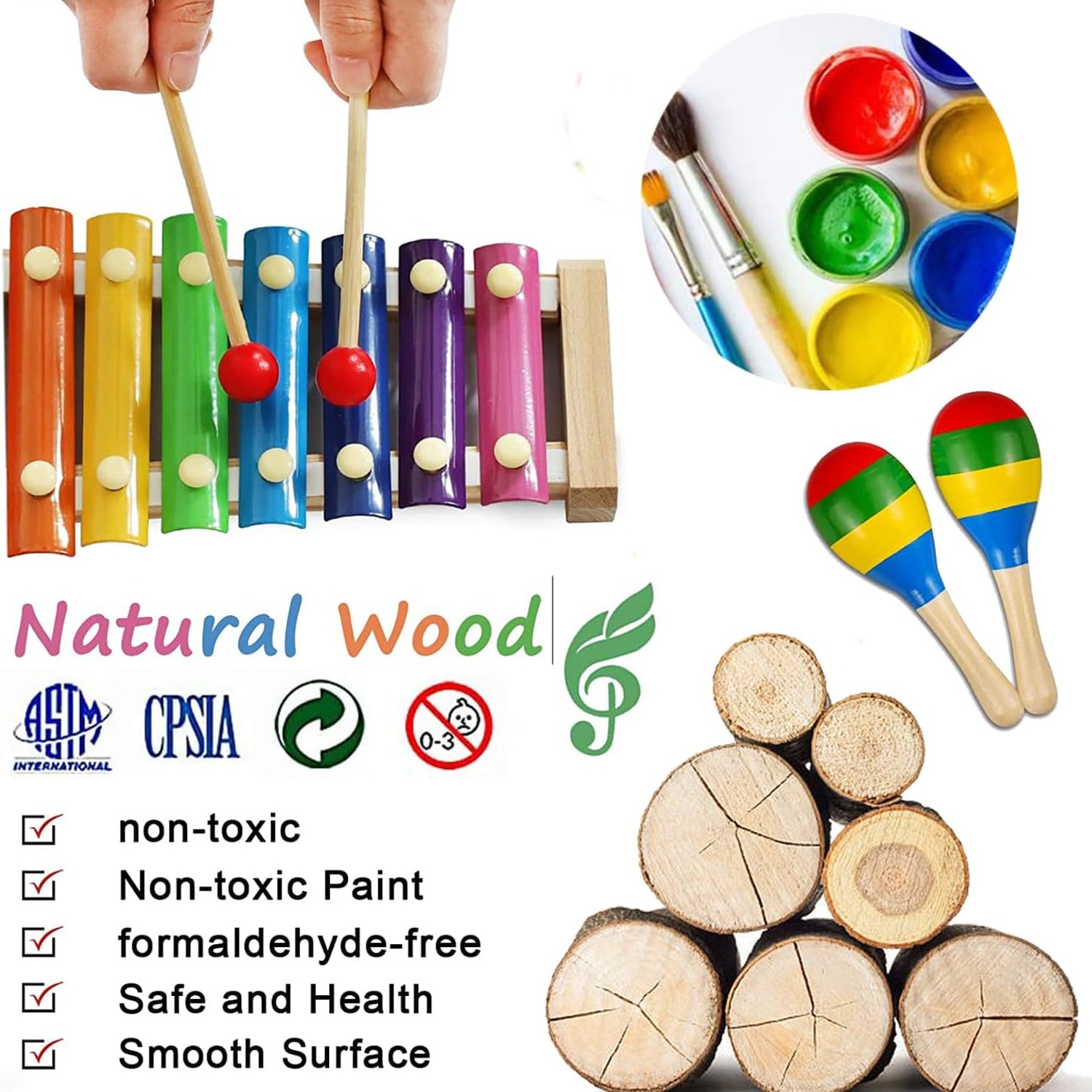 Kids Percussion Set with Wooden Xylophone: image 5