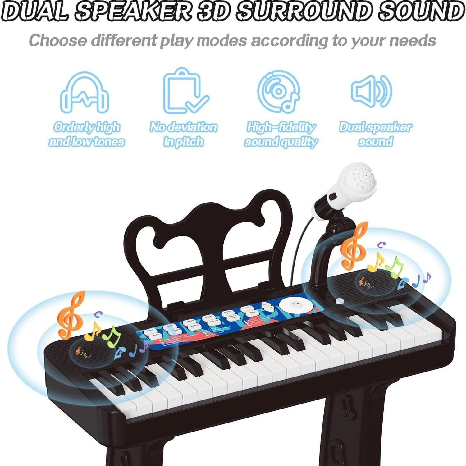 Tucraew 37-Key Kids Piano Keyboard with Microphone, Stool and Music Stand