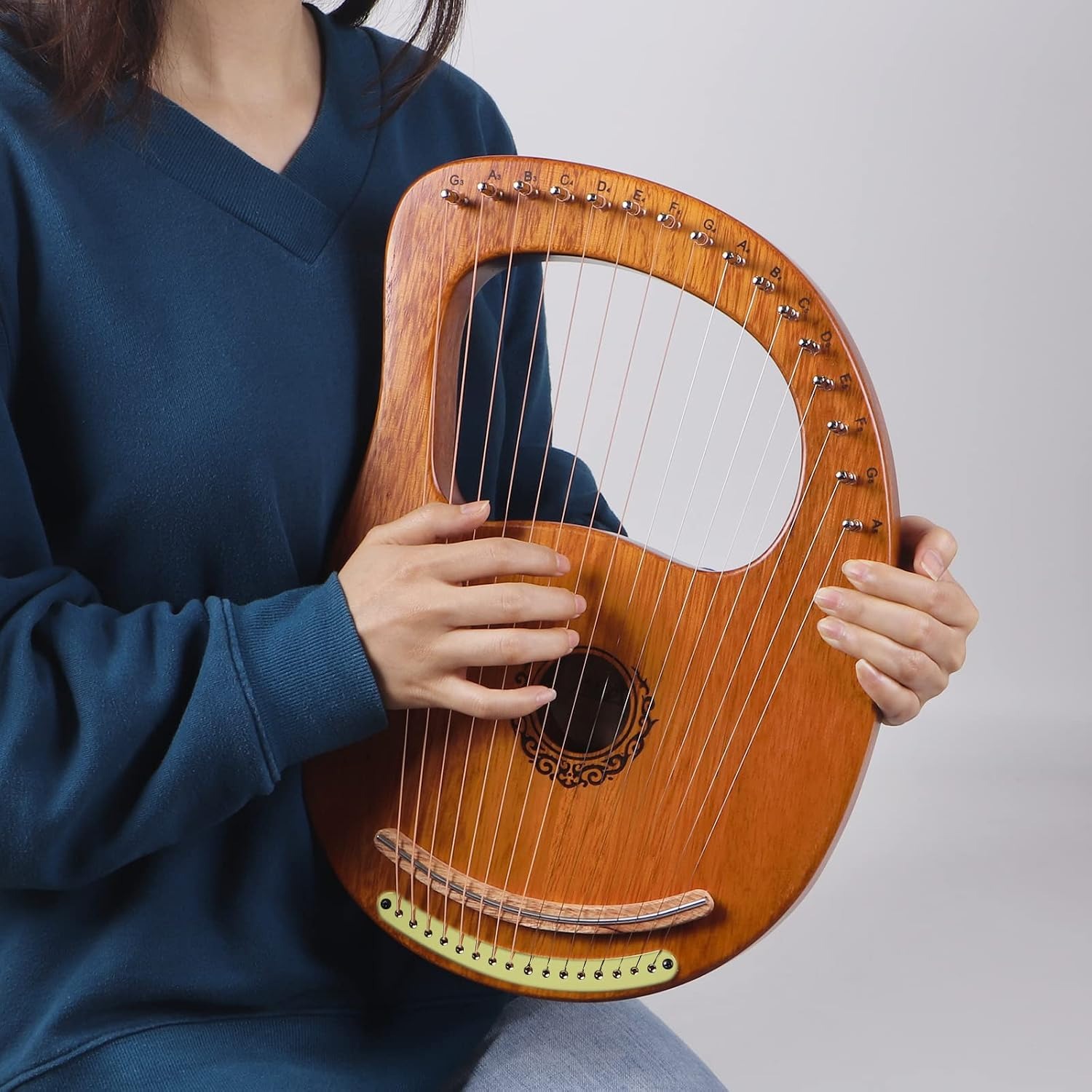 AKLOT 16 String Mahogany Lyre Harp with Gig Bag and Tuning Tools: image 8
