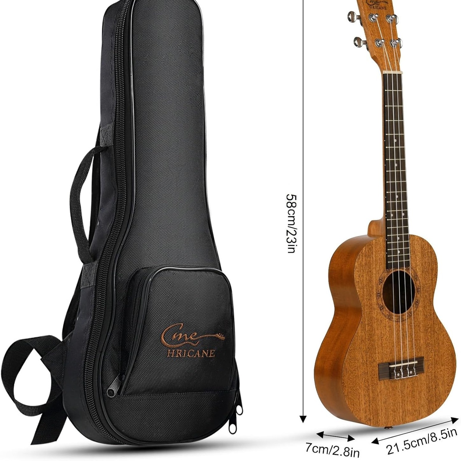 Hricane Concert Ukulele 23 Inch Mahogany Starter Pack: image 6
